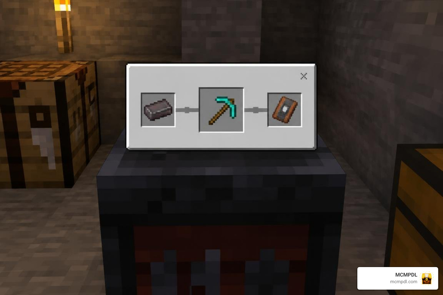 Toolsmithing Table interface with templates and ingots