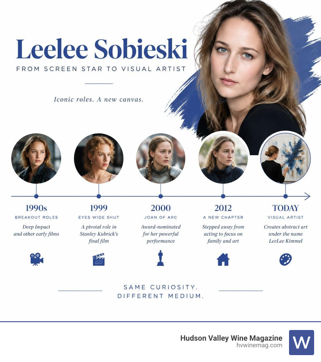 Leelee Sobieski career timeline from 1990s films to contemporary visual art infographic Leelee Sobieski career timeline from 1990s films to contemporary visual art infographic