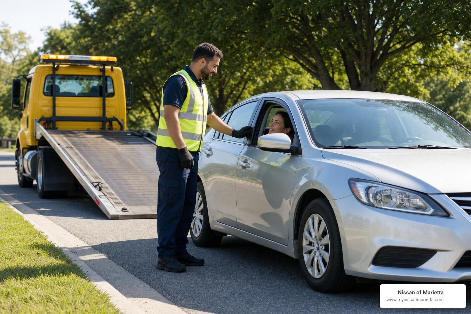 Roadside assistance vehicle providing support to a driver Roadside assistance vehicle providing support to a driver