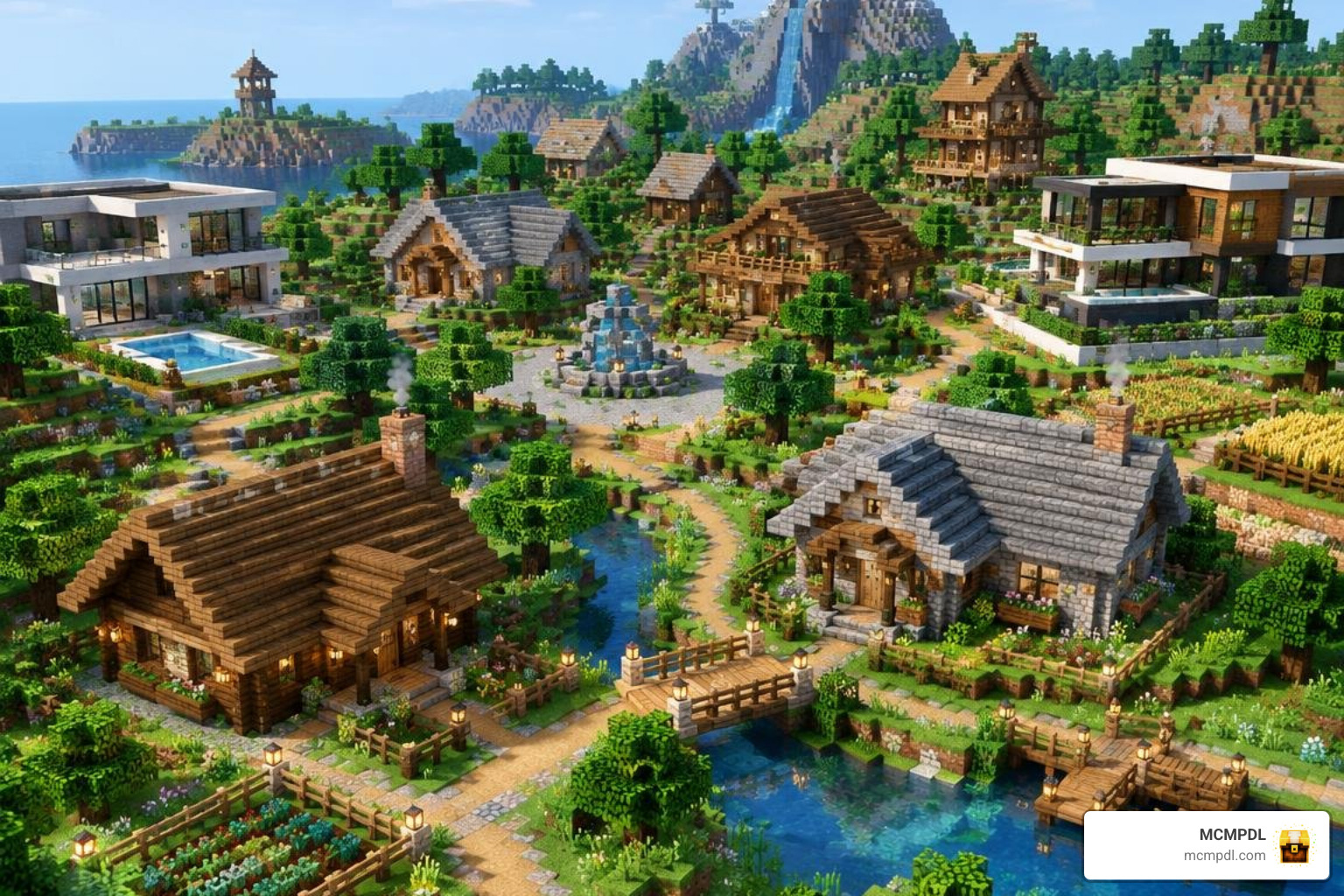 thriving player village built instantly with modular addon homes