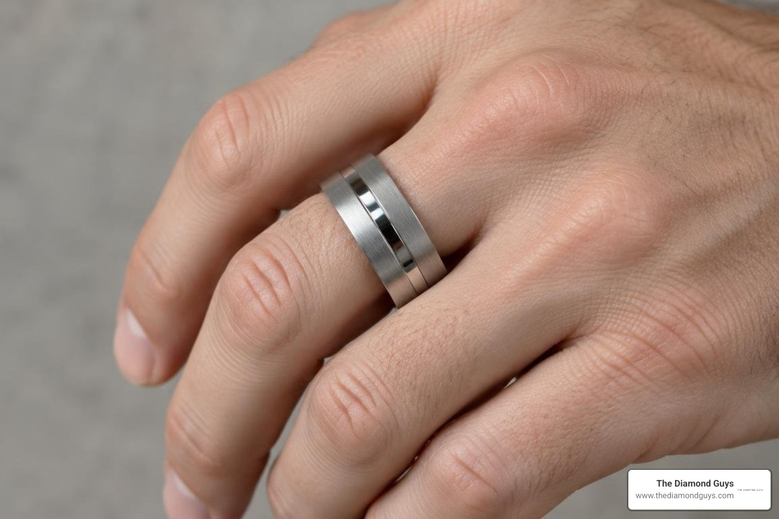 Extra-wide wedding band displaying contrasting finishes and carved details Extra-wide wedding band displaying contrasting finishes and carved details