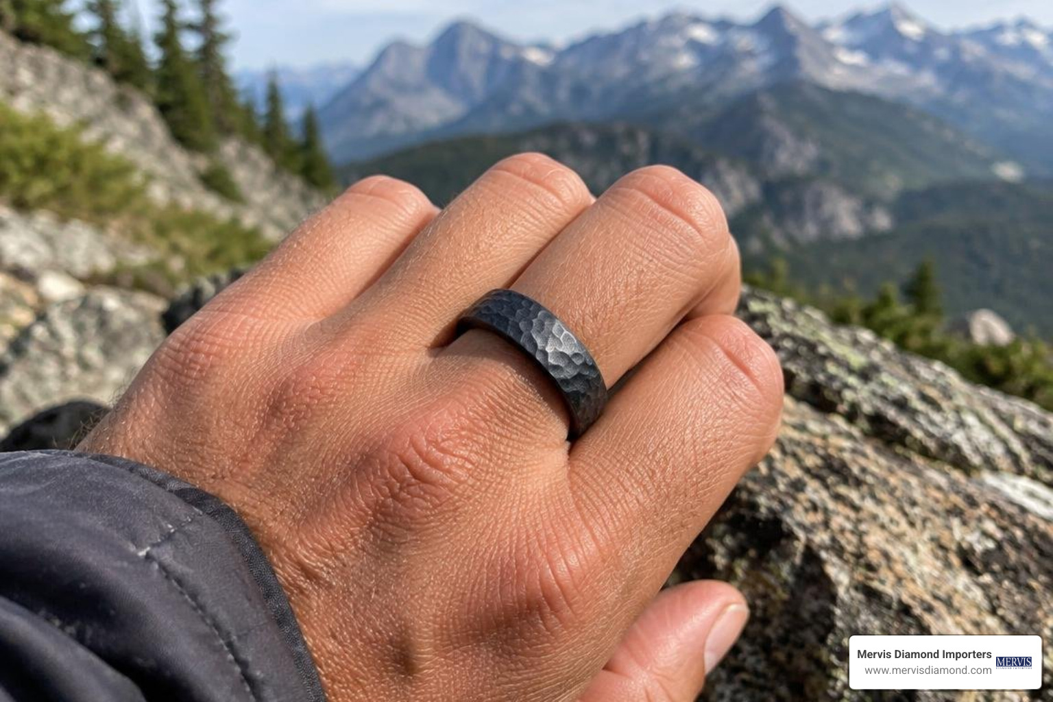bold textured wedding bands for active men