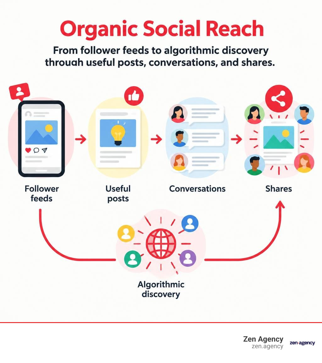 Organic social reach: from follower feeds to algorithmic discovery through useful posts, conversations, and shares Organic social reach: from follower feeds to algorithmic discovery through useful posts, conversations, and shares