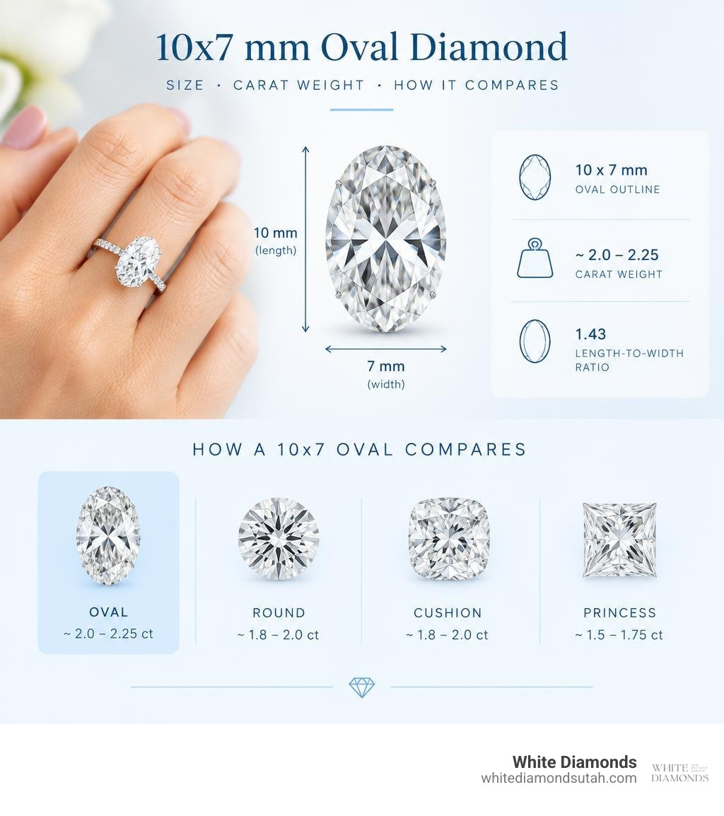 10x7 mm oval outline compared with carat weight and other diamond shapes infographic 10x7 mm oval outline compared with carat weight and other diamond shapes infographic