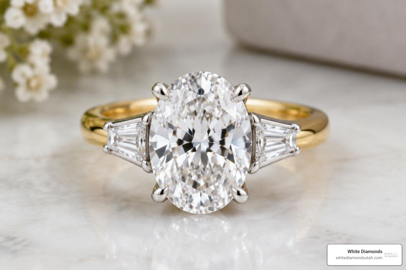 I color SI2 clarity oval diamond set in platinum and yellow gold settings I color SI2 clarity oval diamond set in platinum and yellow gold settings