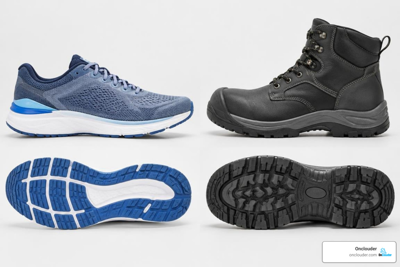 athletic running shoes and occupational footwear side by side athletic running shoes and occupational footwear side by side