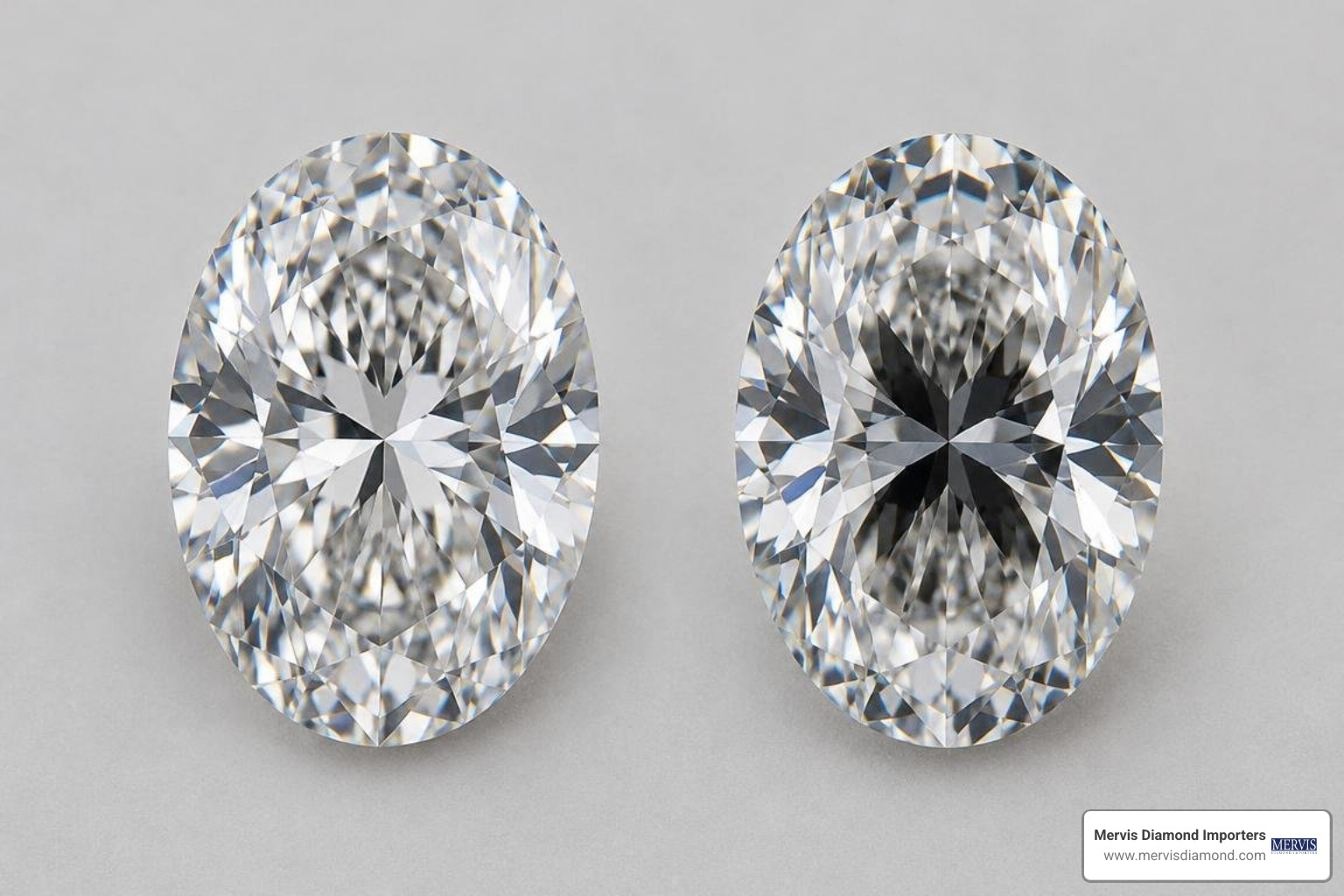 Illustration of mild versus severe bow-tie effect in an oval cut diamond Illustration of mild versus severe bow-tie effect in an oval cut diamond