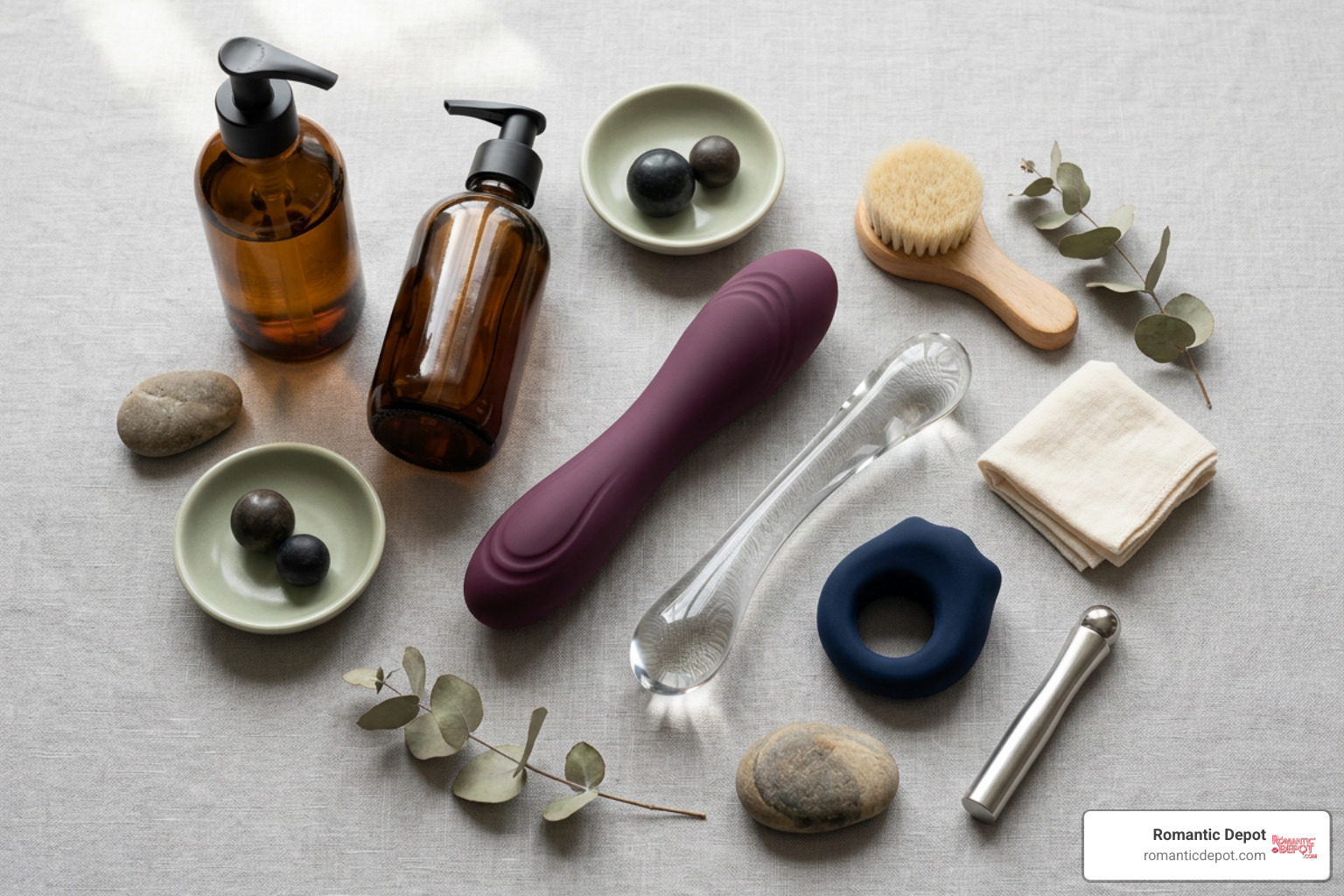 Collection of premium body-safe intimate devices and lubricants