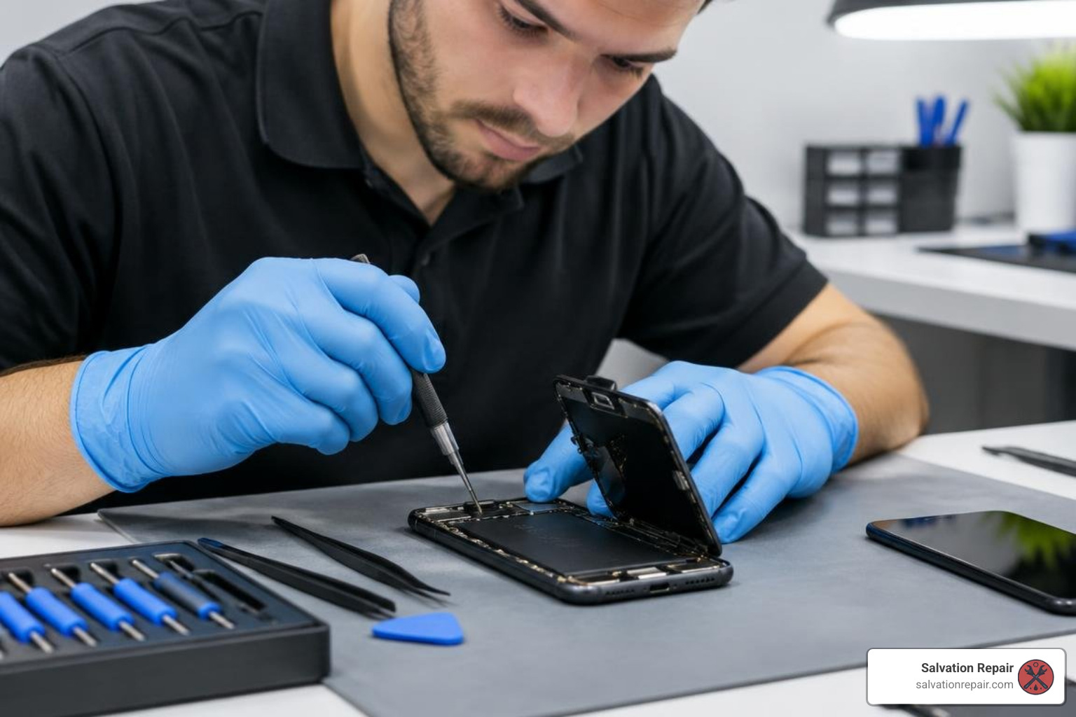 breakdown of iPhone 14 Plus screen repair costs by part tier and labor