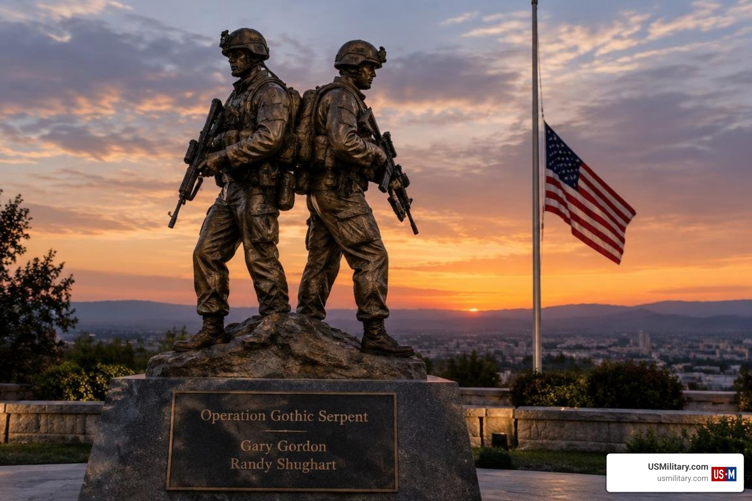 Operation Gothic Serpent memorial honoring Master Sgt. Gary Gordon and Sgt. 1st Class Randy Shughart Operation Gothic Serpent memorial honoring Master Sgt. Gary Gordon and Sgt. 1st Class Randy Shughart