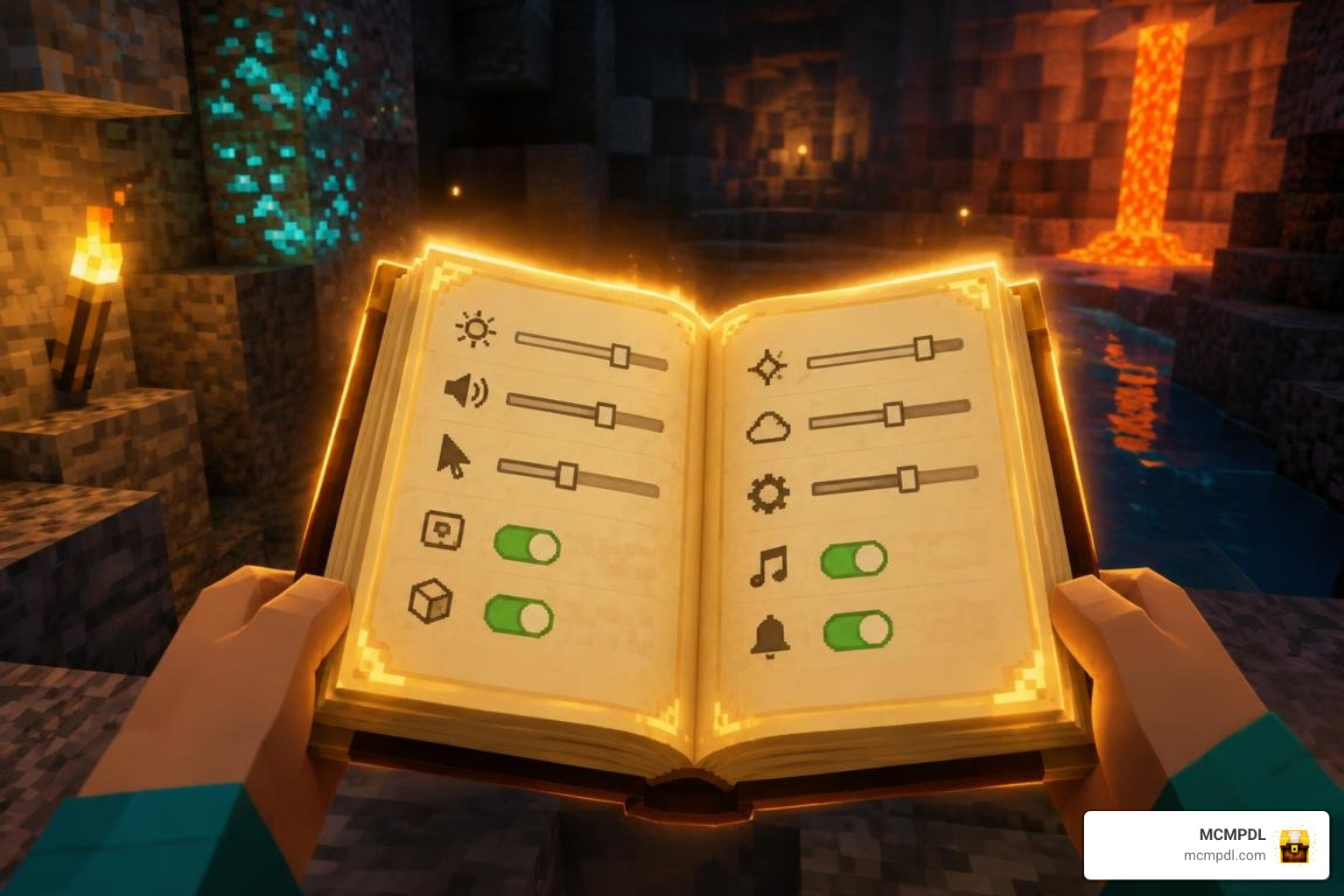 Dynamic light configuration book showing performance toggles and brightness sliders