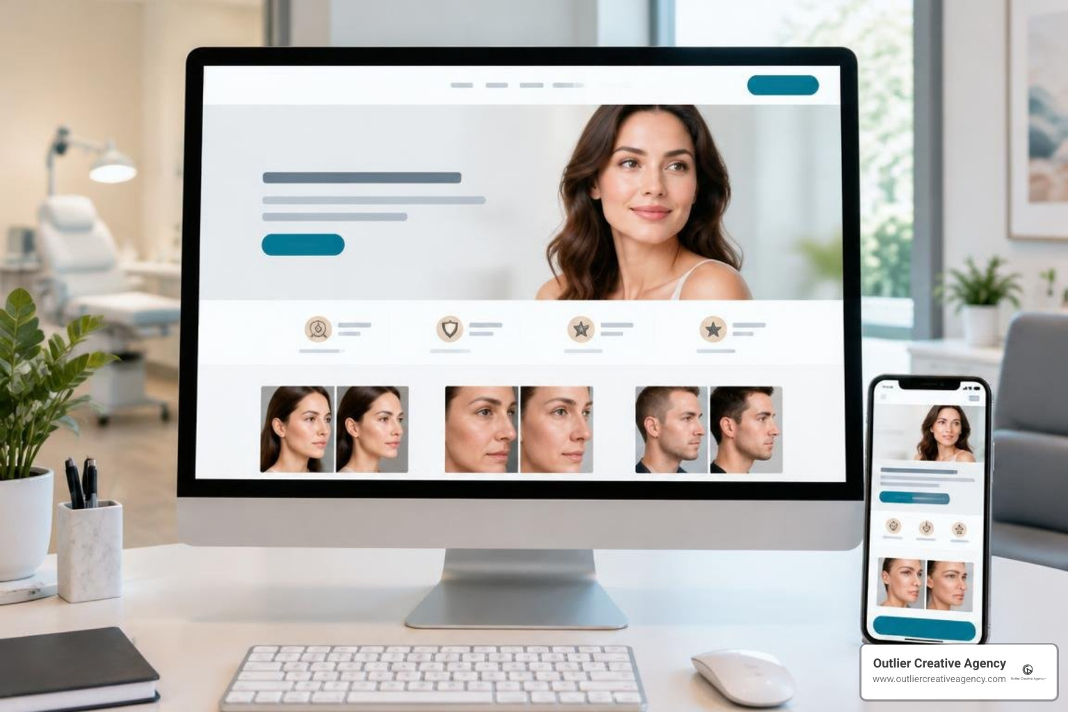 modern plastic surgery practice website on desktop and mobile devices