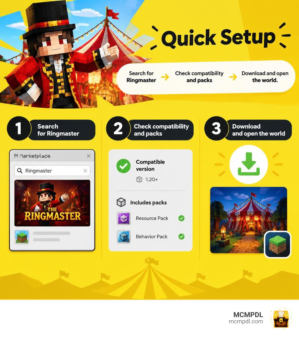 Quick setup: search for Ringmaster, check compatibility and packs, then download and open the world infographic