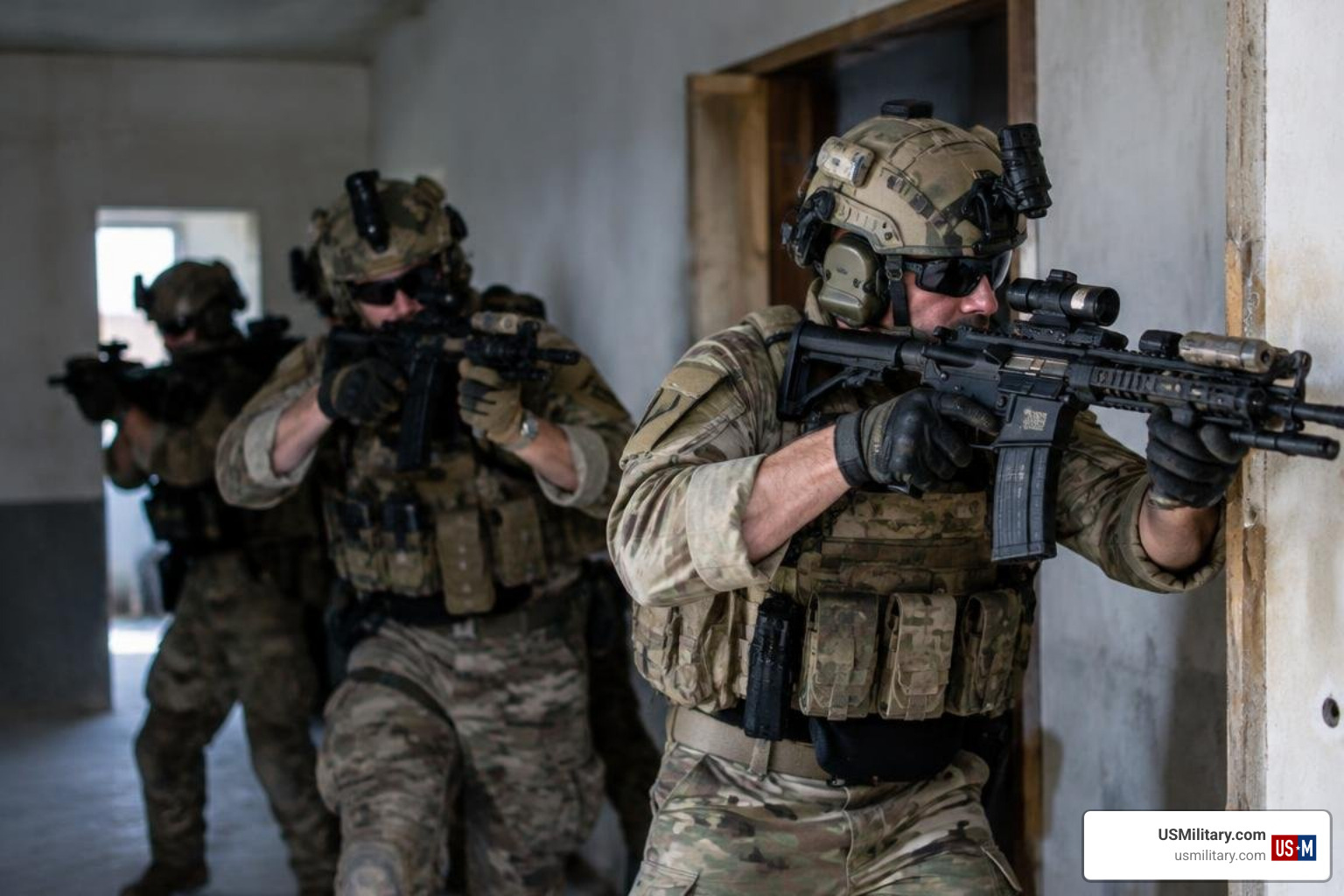 Delta Force operators conducting close-quarters battle training Delta Force operators conducting close-quarters battle training