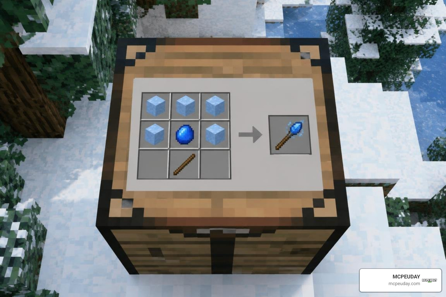 Frost Wand crafting recipe in Bedrock crafting table