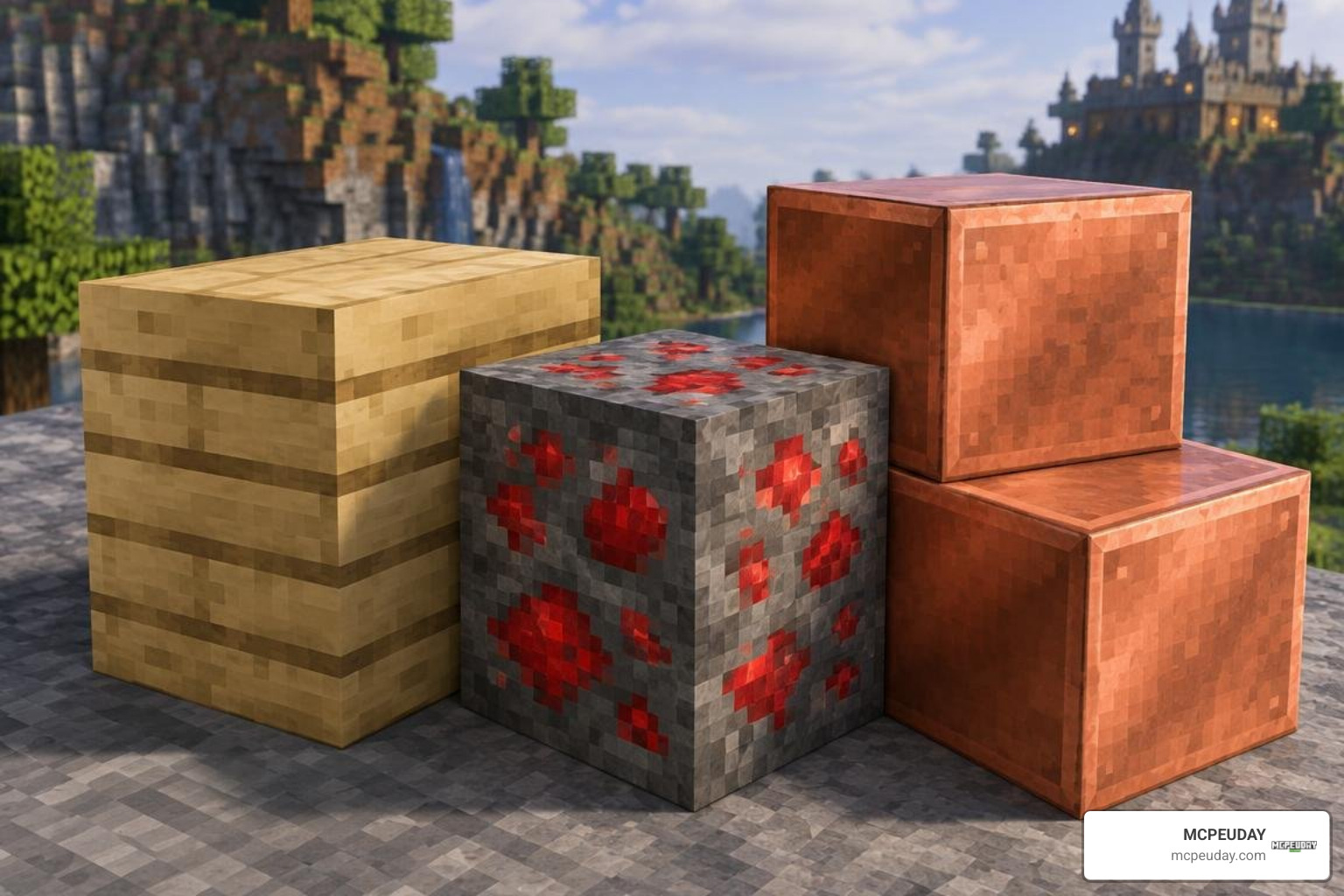 Detailed textures for poplar wood cinnabar and copper blocks Detailed textures for poplar wood cinnabar and copper blocks