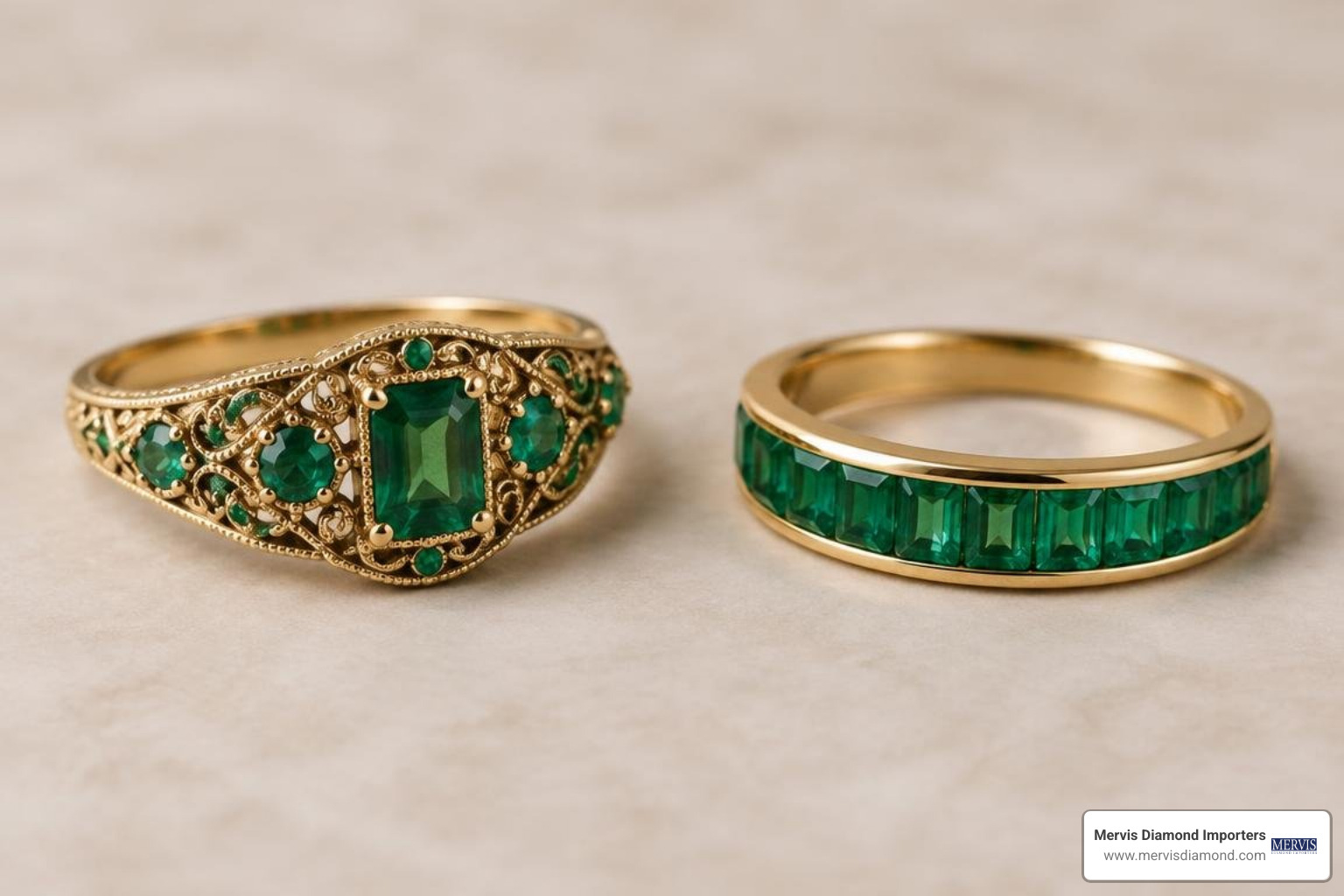 vintage and modern emerald band styles