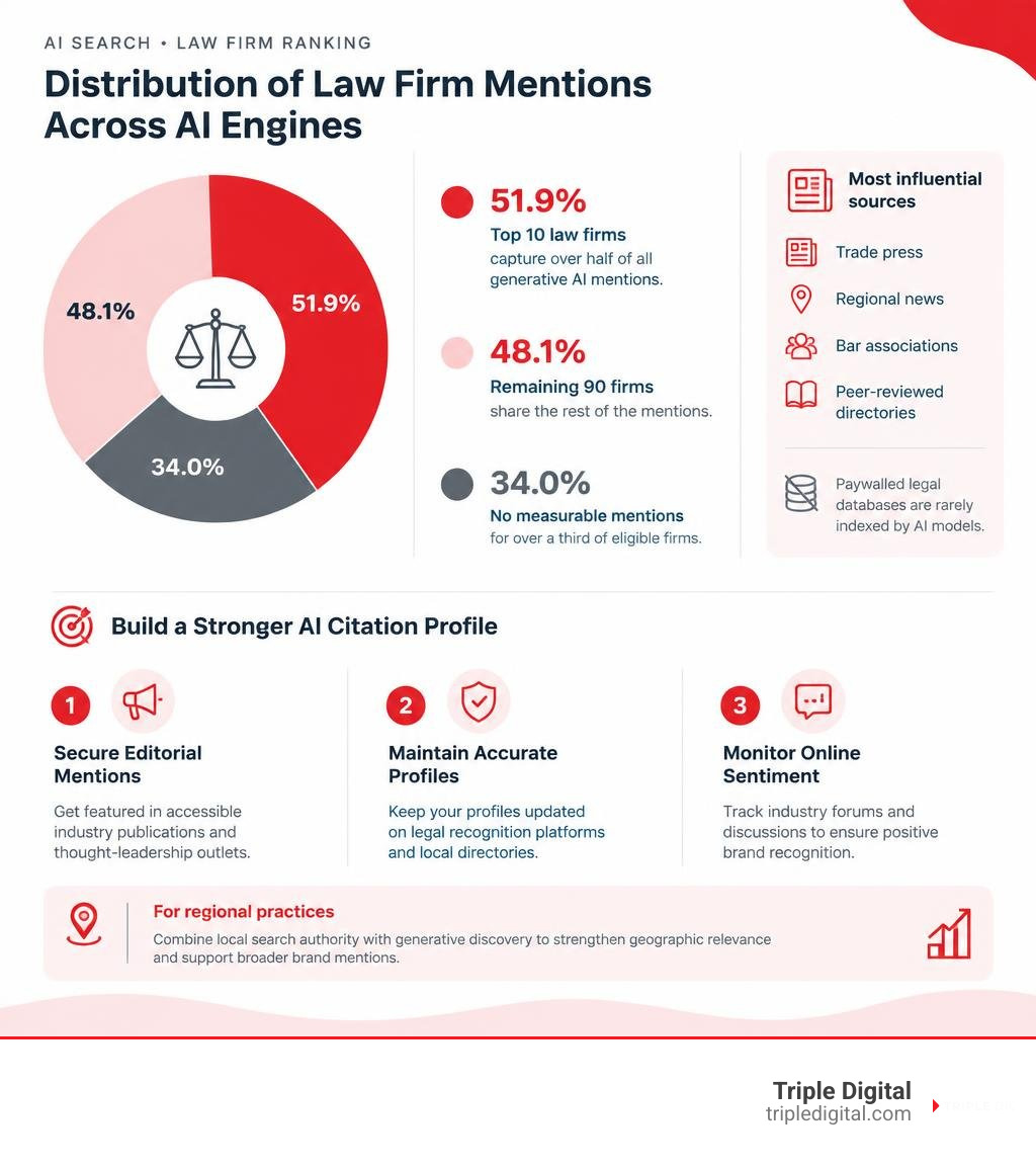 distribution of law firm mentions across AI engines infographic distribution of law firm mentions across AI engines infographic