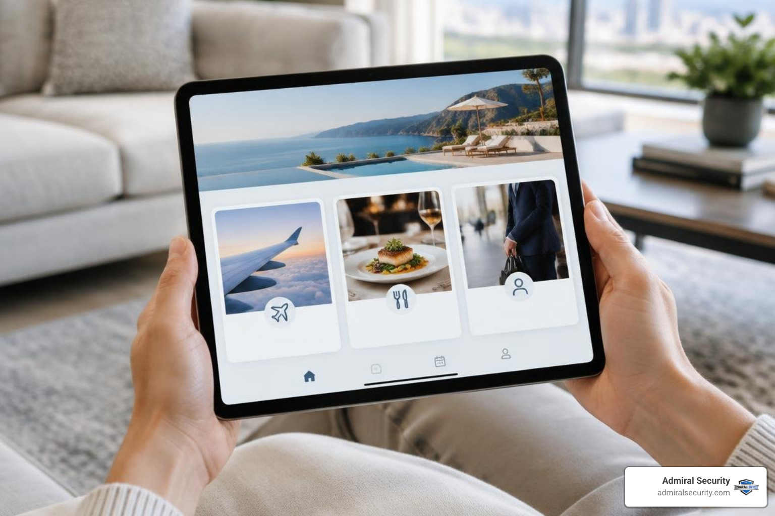 Digital lifestyle concierge platform interface on a tablet screen