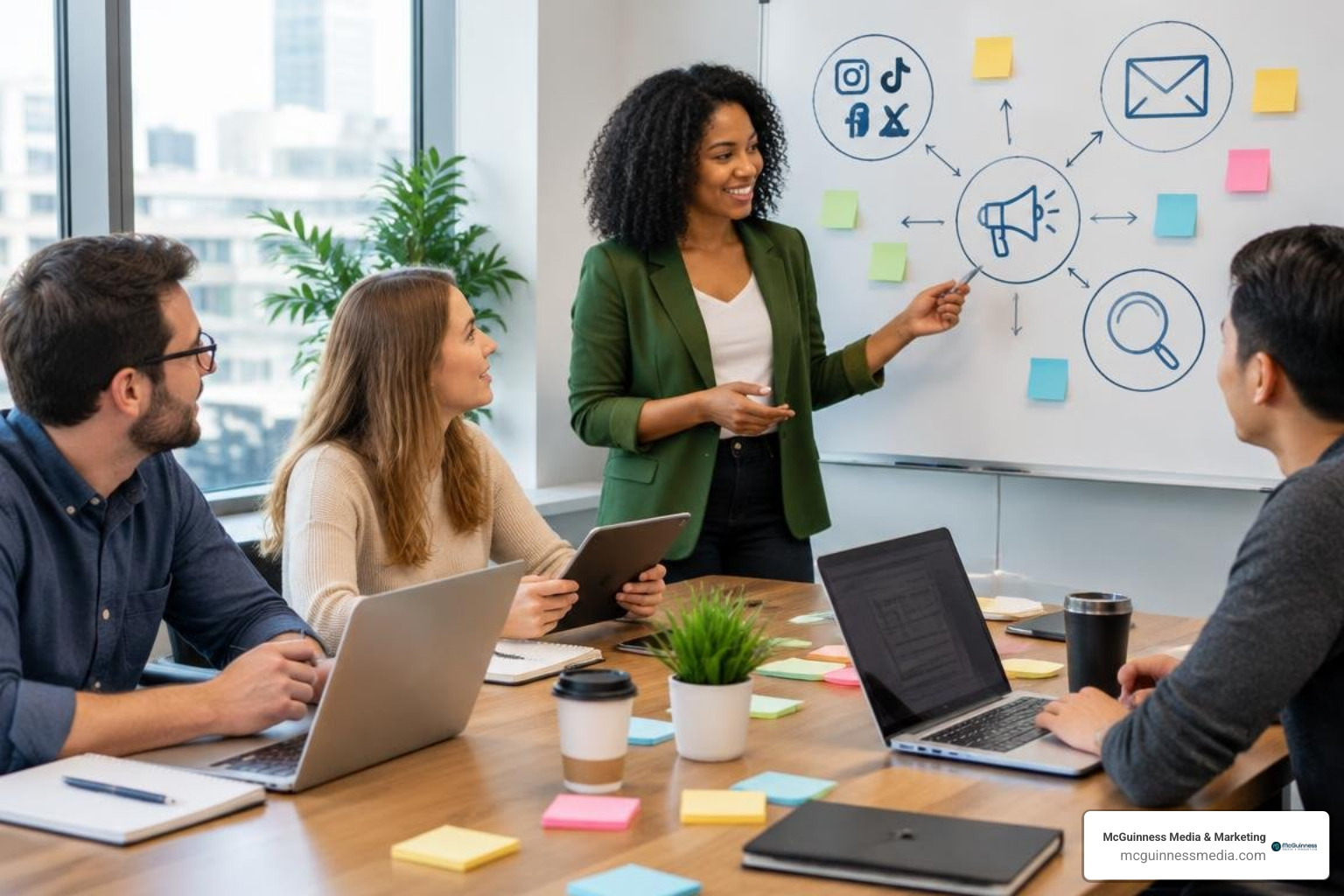 Digital marketing strategists planning an omnichannel campaign Digital marketing strategists planning an omnichannel campaign
