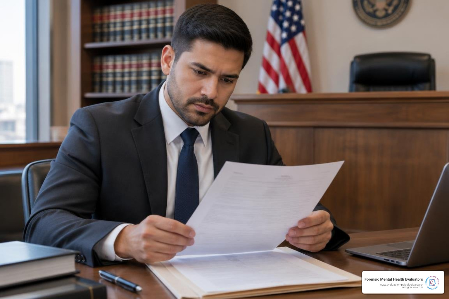 Person reviewing immigration court documents