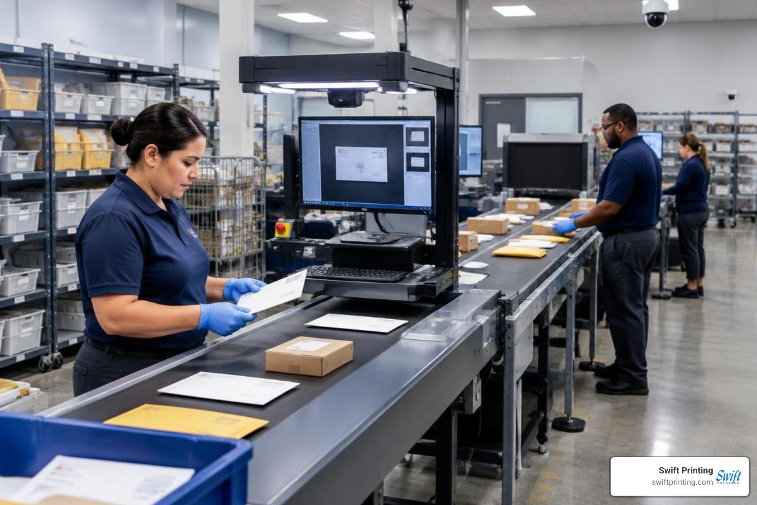 Secure commercial mail intake facility with digital processing hardware