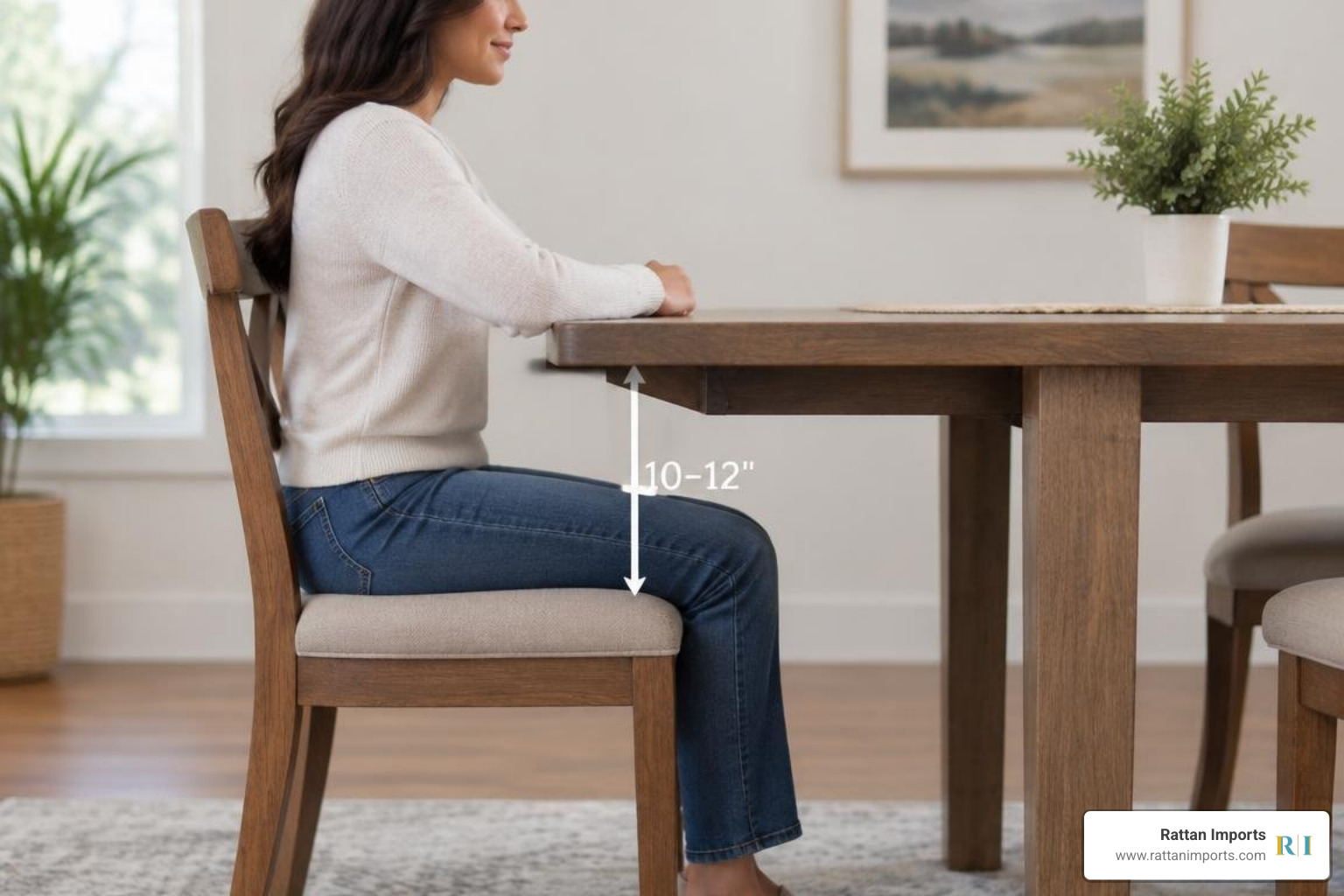 proper clearance between dining chair seat and table underside