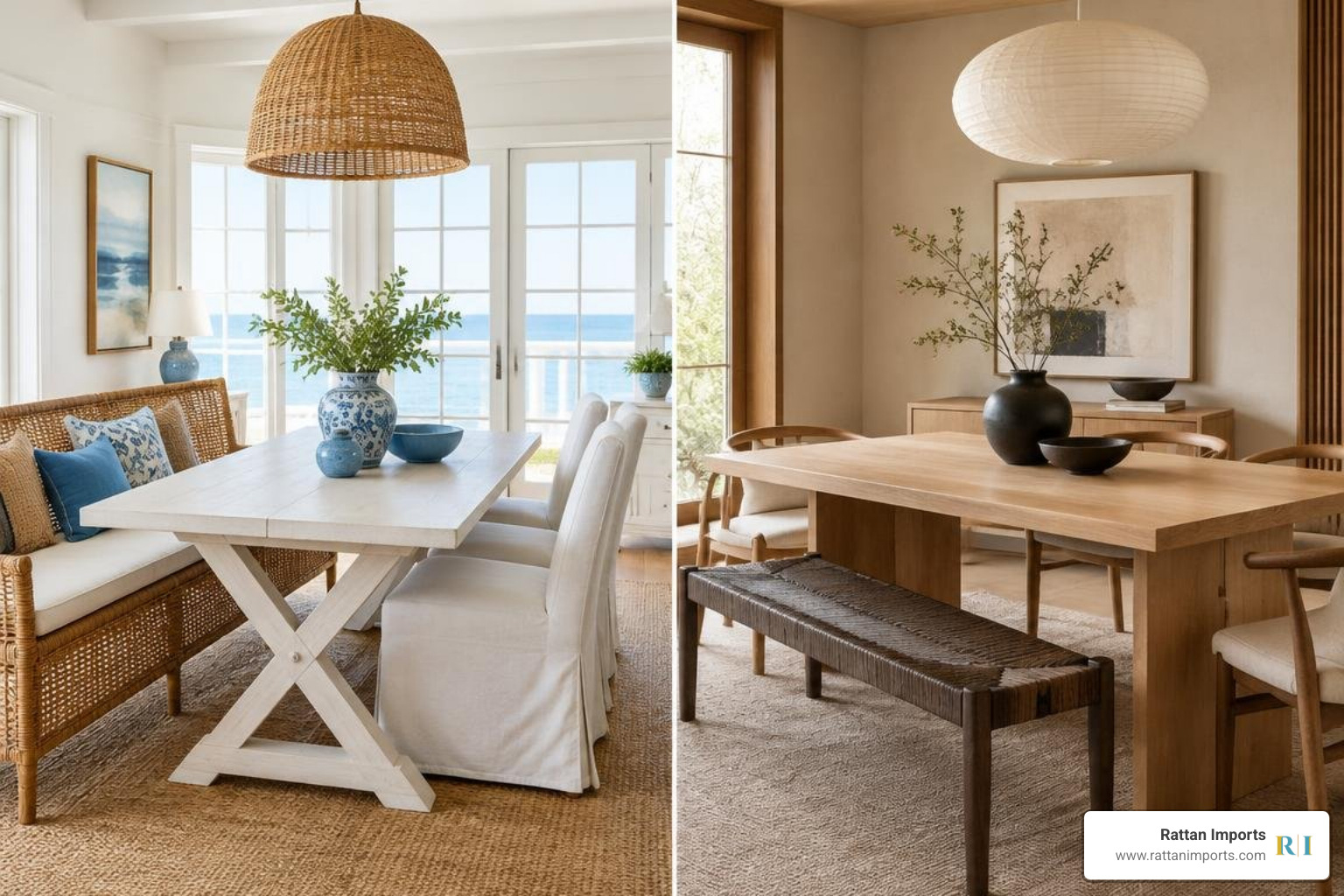 coastal and Japandi dining spaces styled with rattan seating coastal and Japandi dining spaces styled with rattan seating
