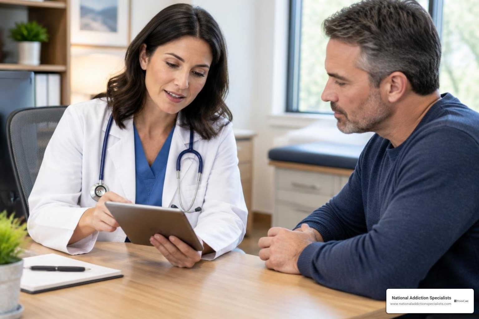 Doctor reviewing medication options with a patient Doctor reviewing medication options with a patient
