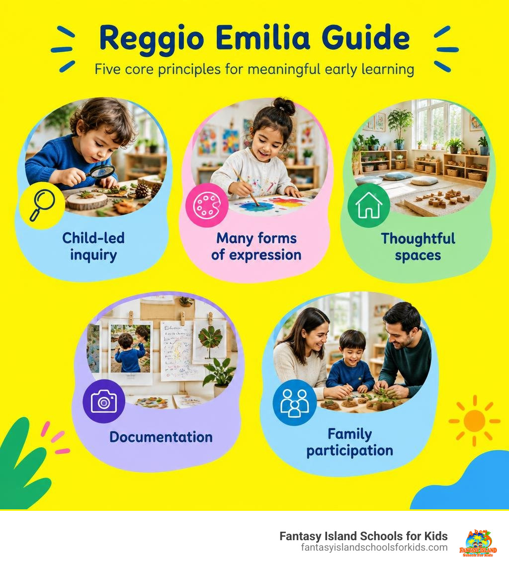 Reggio Emilia guide: child-led inquiry, many forms of expression, thoughtful spaces, documentation, and family participation Reggio Emilia guide: child-led inquiry, many forms of expression, thoughtful spaces, documentation, and family participation