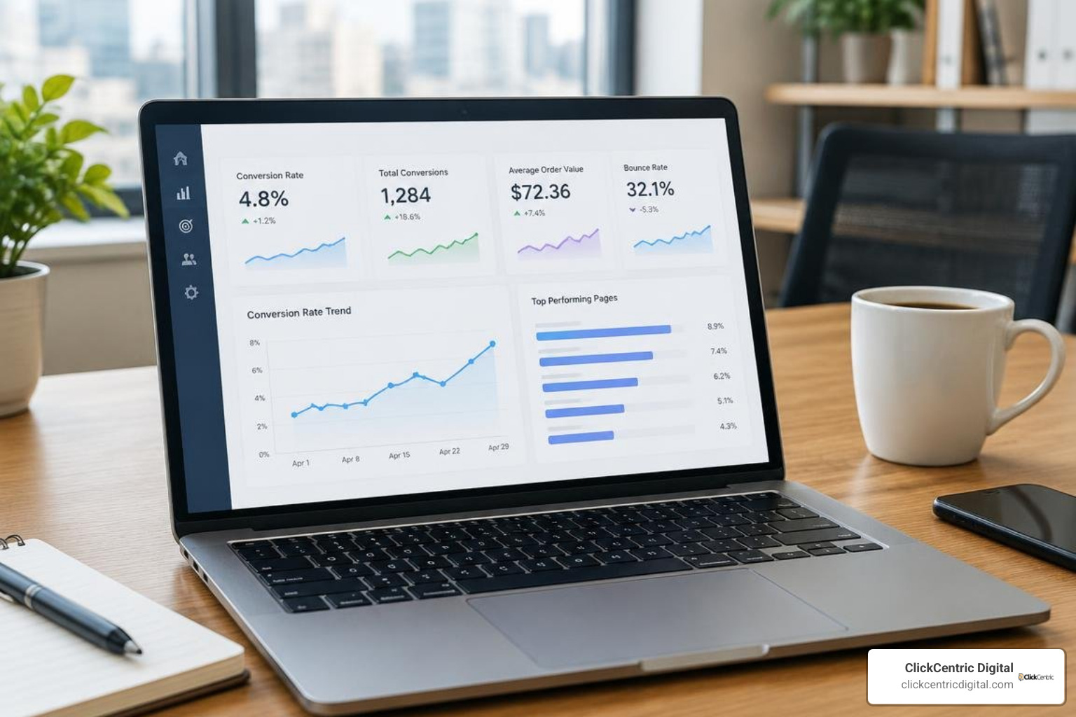 Dashboard tracking conversion rate optimization for local business