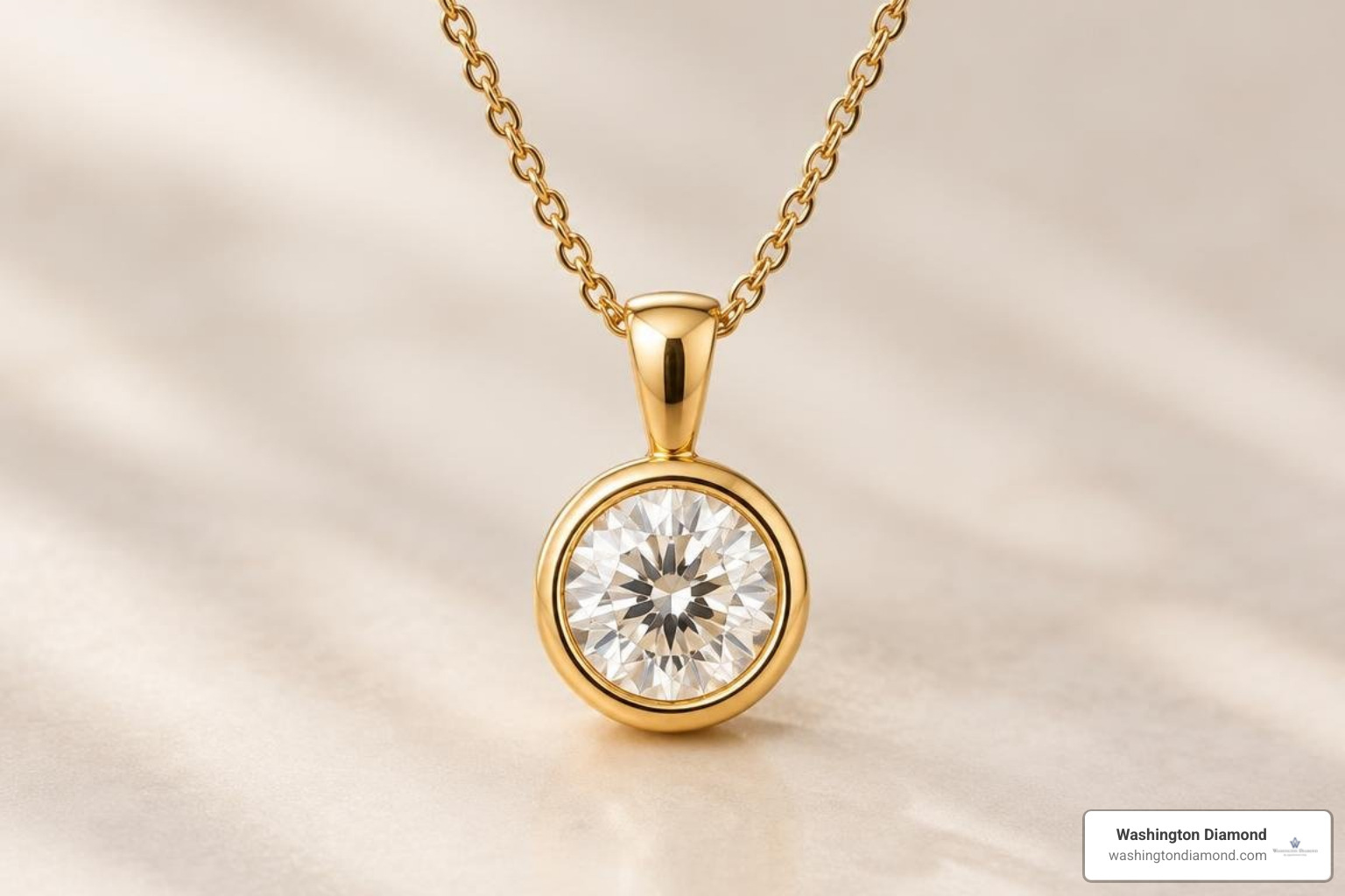 Modern bezel-set lab diamond pendant in 18k gold Modern bezel-set lab diamond pendant in 18k gold