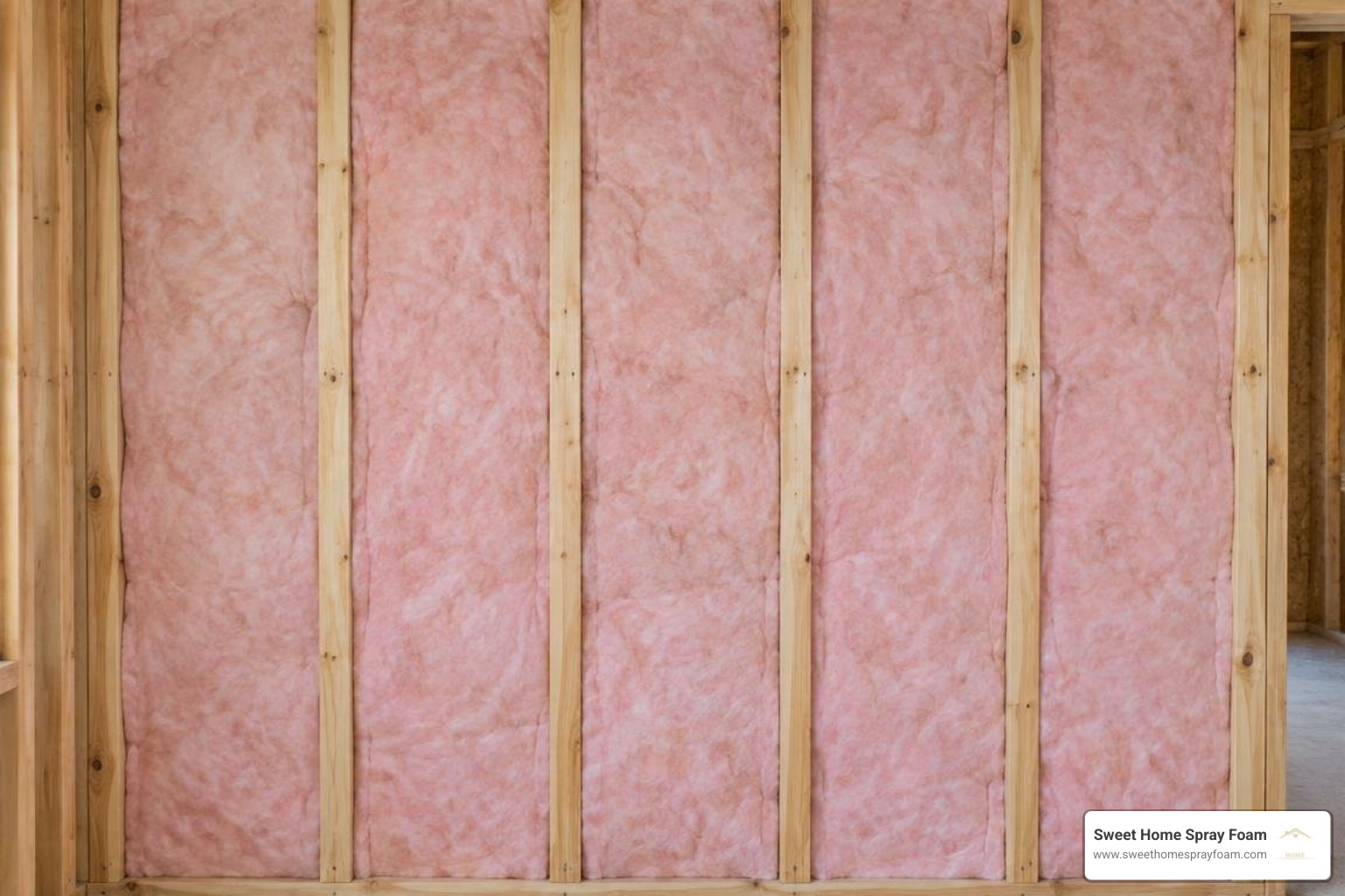 23-inch-wide fiberglass batts installed snugly between 2x4 wall studs framed 24 inches on center