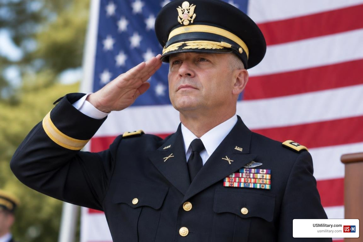 United States Army soldier at a retirement ceremony United States Army soldier at a retirement ceremony