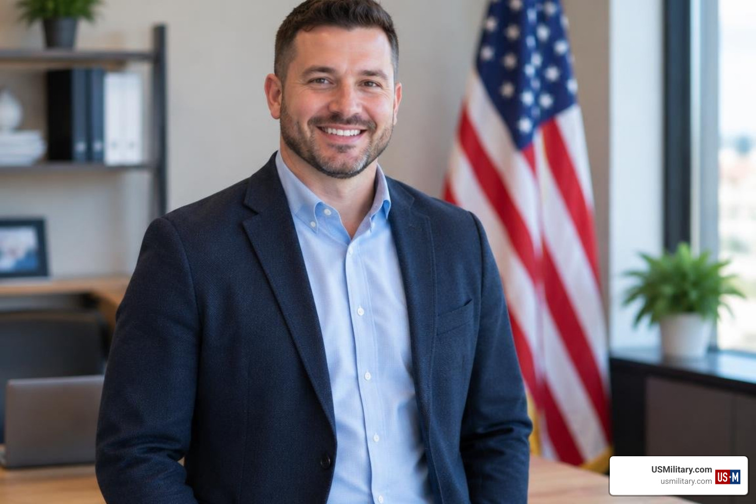 American veteran smiling in a new civilian career American veteran smiling in a new civilian career