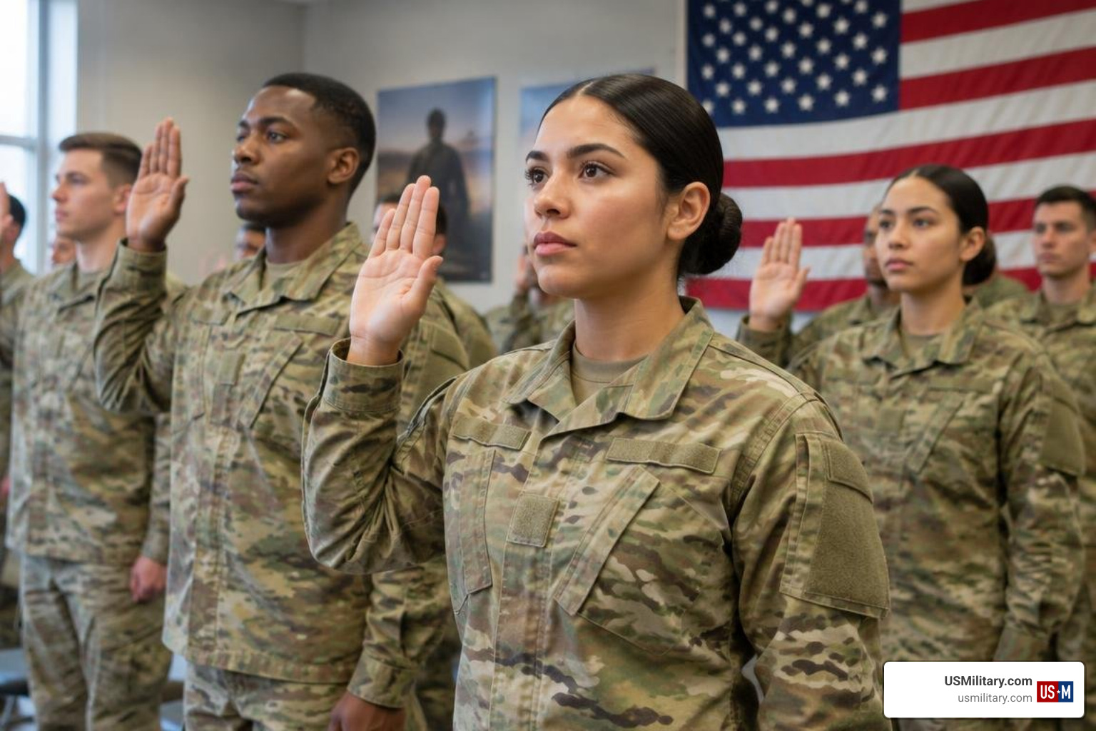 U.S. Army recruits taking the oath of enlistment U.S. Army recruits taking the oath of enlistment