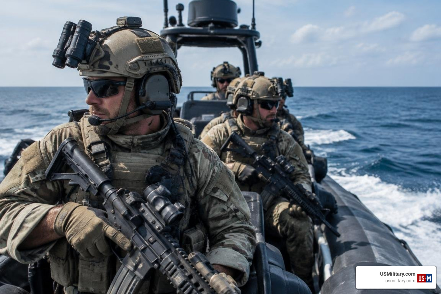 United States Navy SEALs conducting a maritime operation United States Navy SEALs conducting a maritime operation
