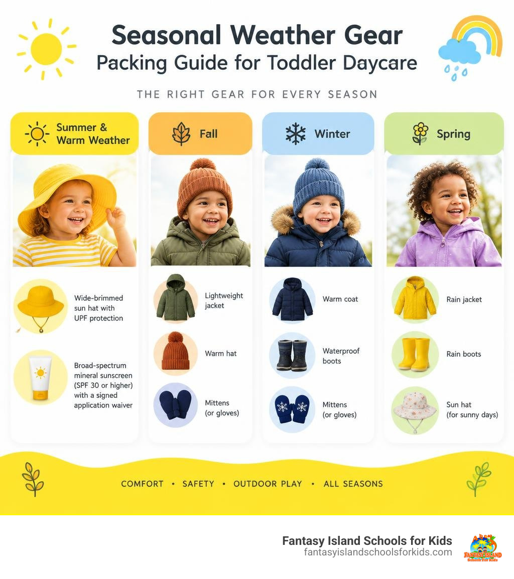 seasonal weather gear packing guide for toddler daycare infographic seasonal weather gear packing guide for toddler daycare infographic