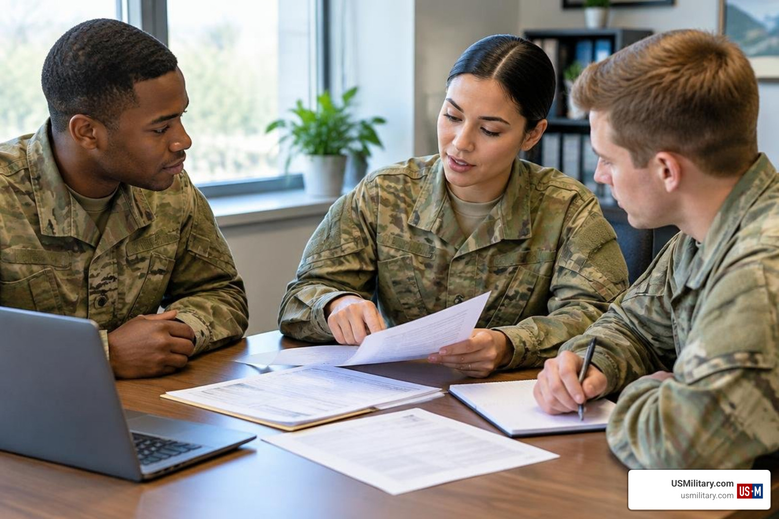 United States military service members discussing housing allowances