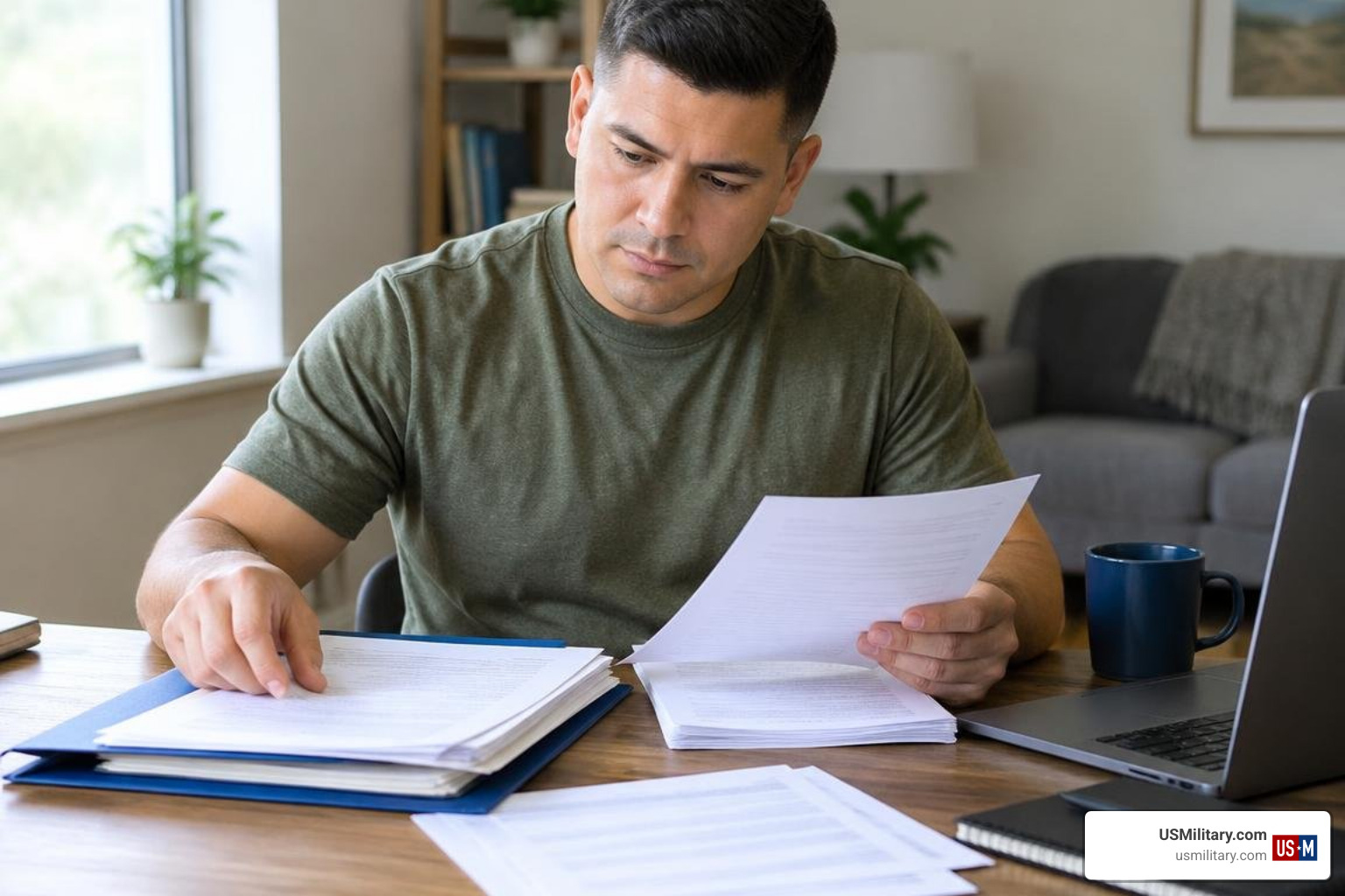 Army veteran organizing medical paperwork Army veteran organizing medical paperwork