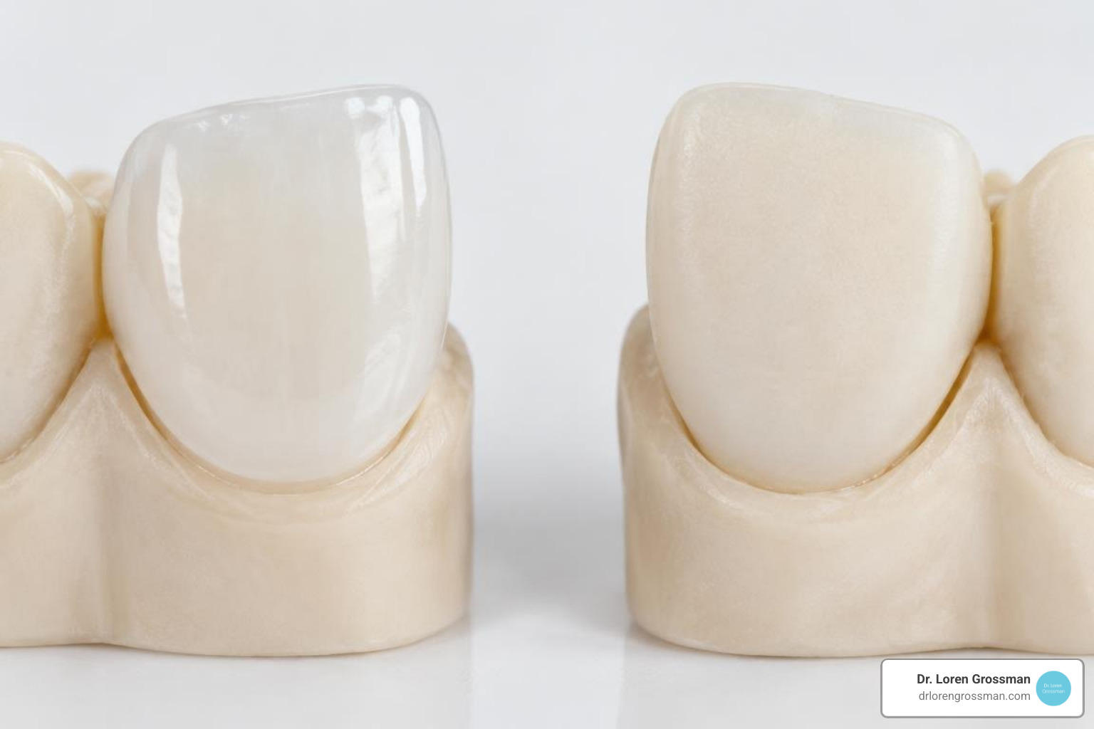 porcelain and composite veneer materials side by side
