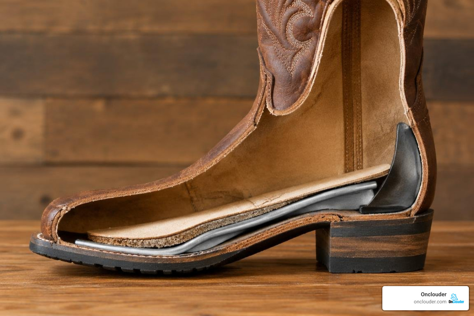 western boot cross section showing shank heel counter and footbed support western boot cross section showing shank heel counter and footbed support