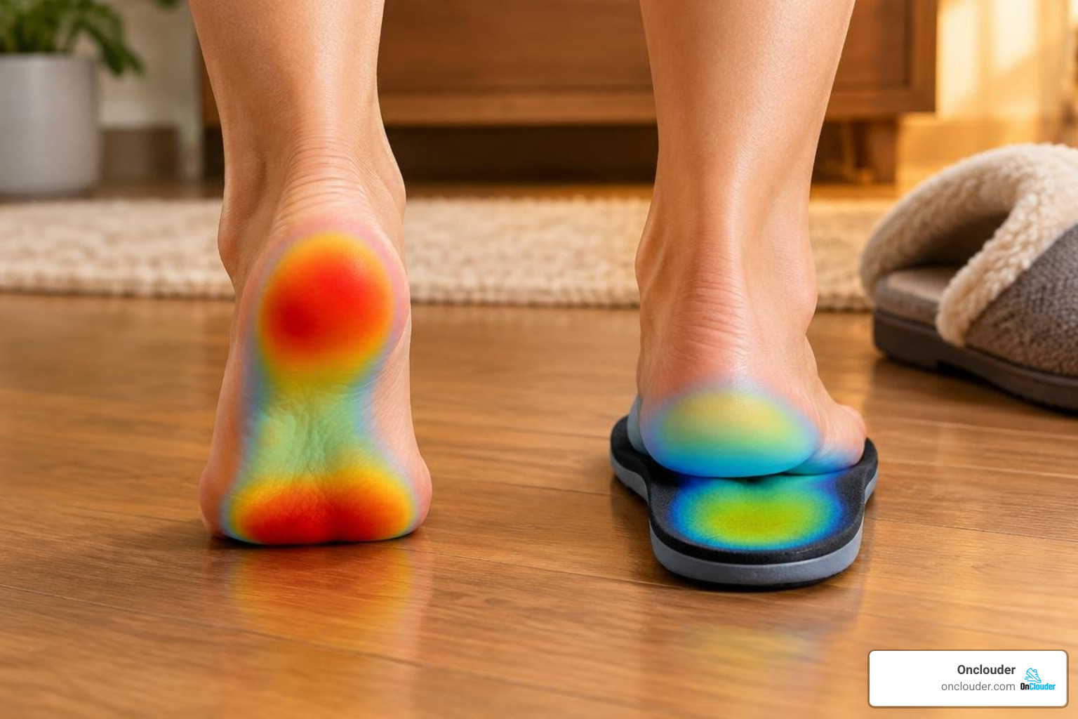 Foot pressure distribution comparing flat soles against contoured arch footbeds Foot pressure distribution comparing flat soles against contoured arch footbeds