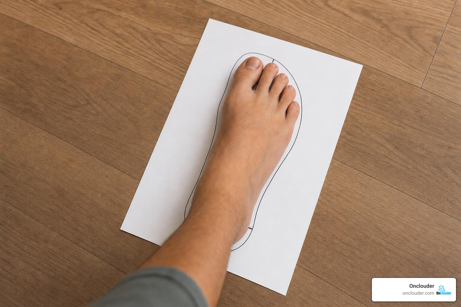 foot alignment on a printable barefoot sandal sizing template