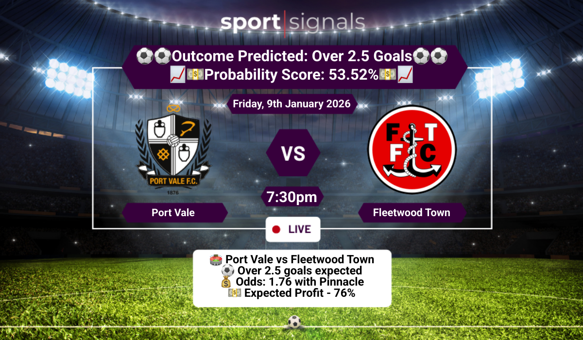 Port Vale vs Fleetwood Town
Over 2.5 Goals