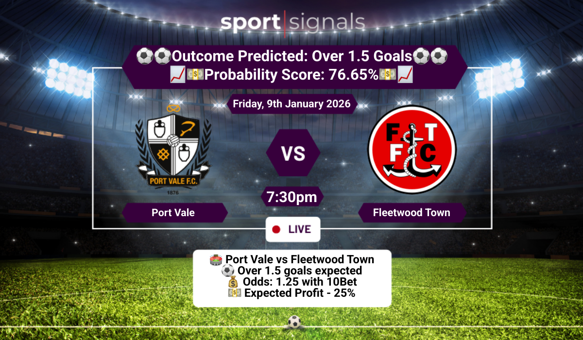 Port Vale vs Fleetwood Town
Over 1.5 Goals