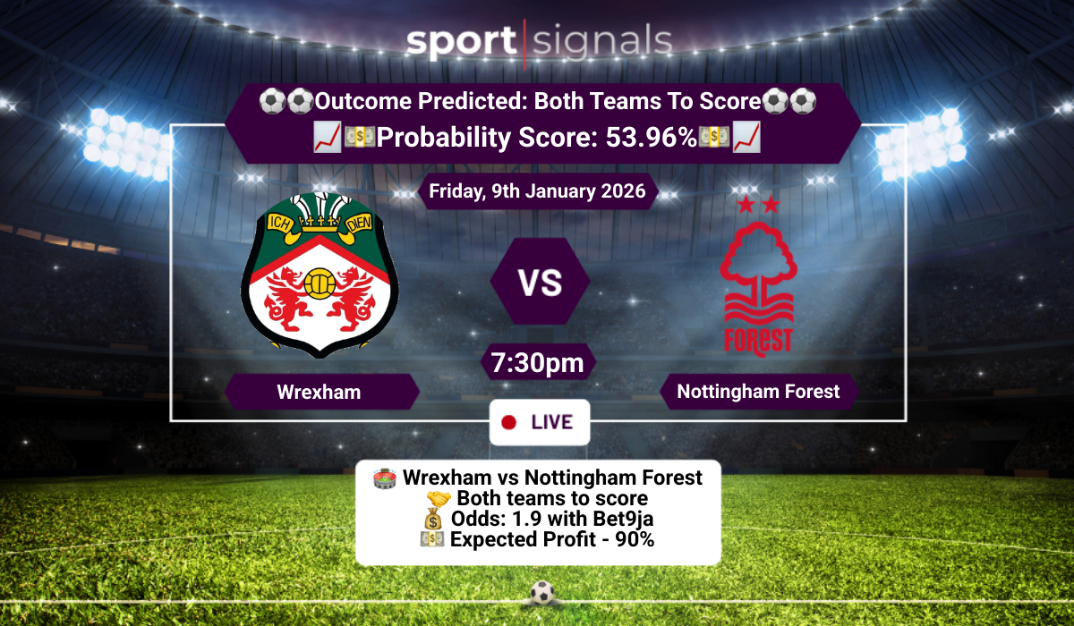 Wrexham vs Nottingham Forest
Both Teams To Score