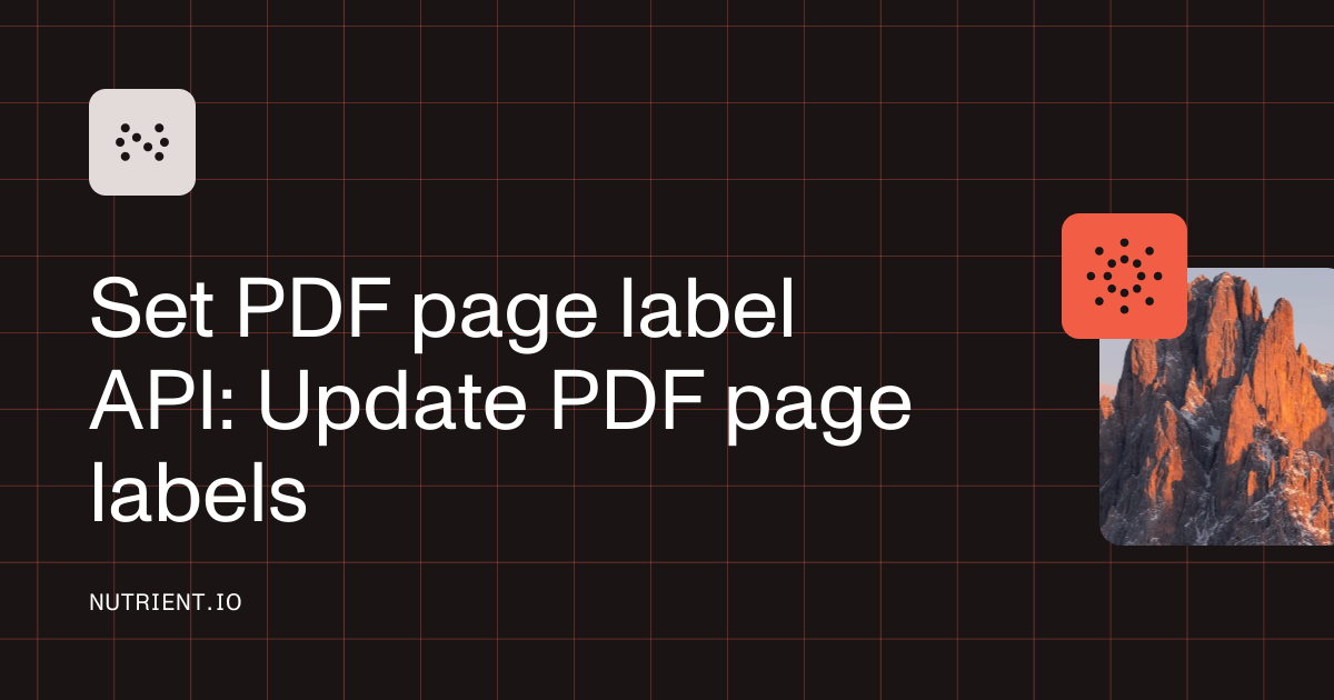 Label Api 11pl Example Set PDF page label API: Update PDF page labels