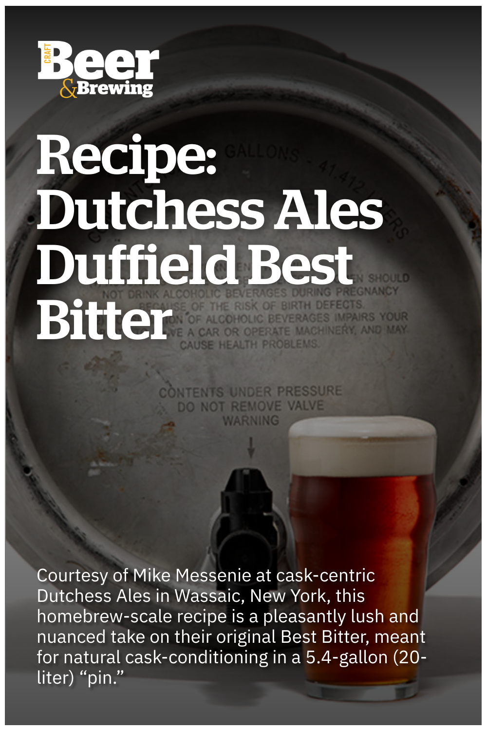 Recipe Dutchess Ales Duffield Best Bitter Craft Beer & Brewing