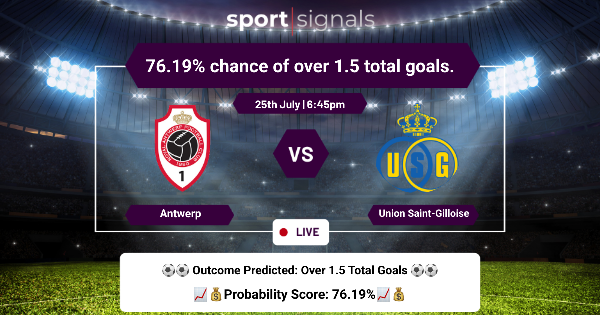 Antwerp vs Union Saint-Gilloise
Antwerp vs Union Saint-Gilloise, Over 1.5 goals expected